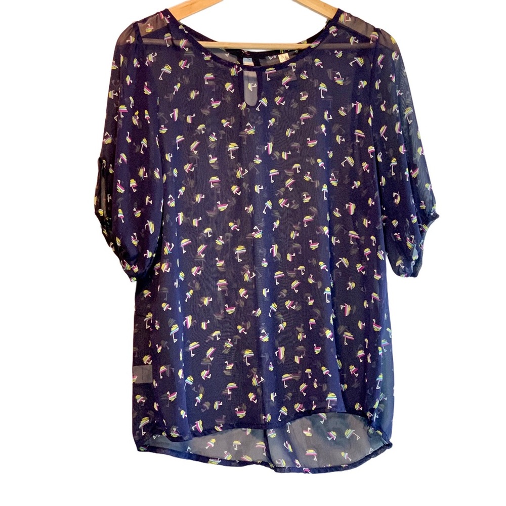 Ophelia for FC Navy Semi Sheer Blouse